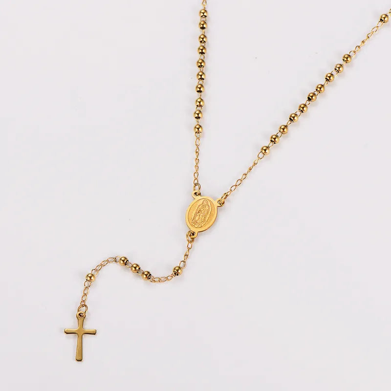 Religious Rosary 18K Gold Plated 304 Stainless Steel Necklace