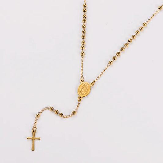 Religious Rosary 18K Gold Plated 304 Stainless Steel Necklace