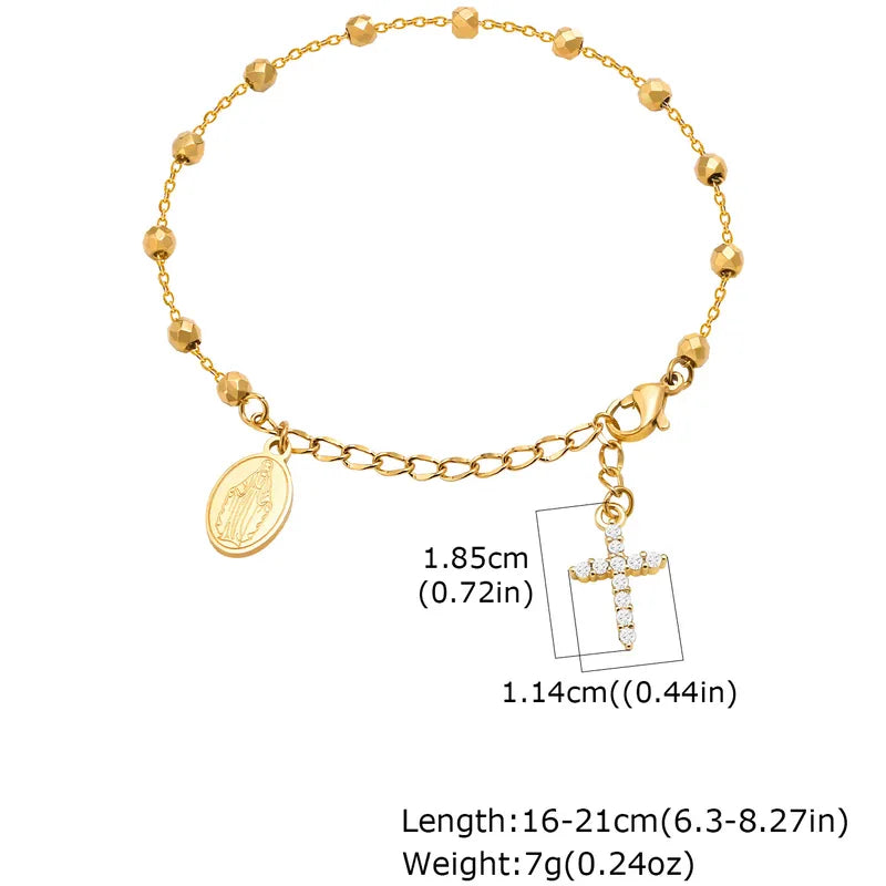 Diamond Inlay 18K Gold Plated 304 Stainless Steel Bracelet