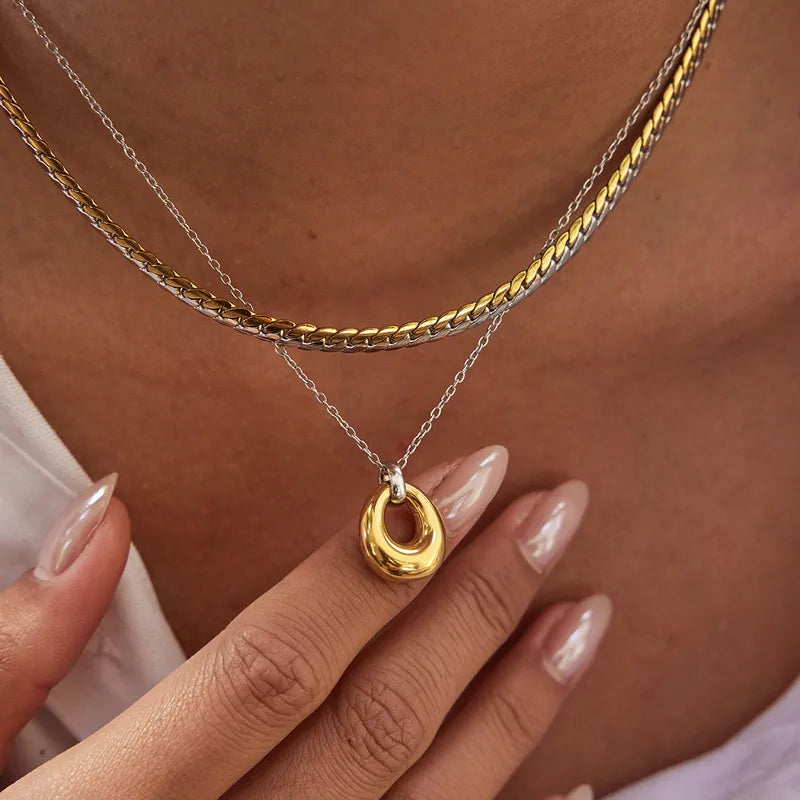 Multi-Color Unique 18K Gold 304 Stainless Steel Plated Necklace