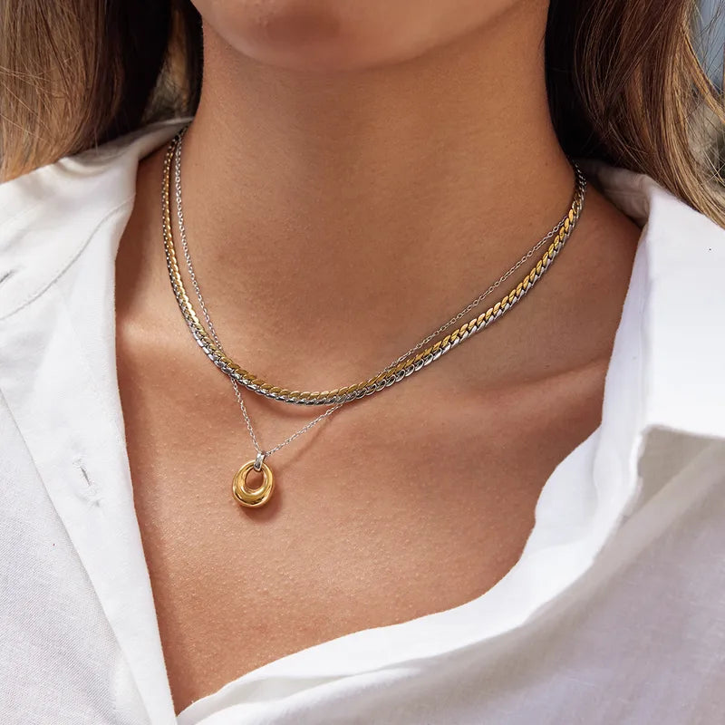 Multi-Color Unique 18K Gold 304 Stainless Steel Plated Necklace