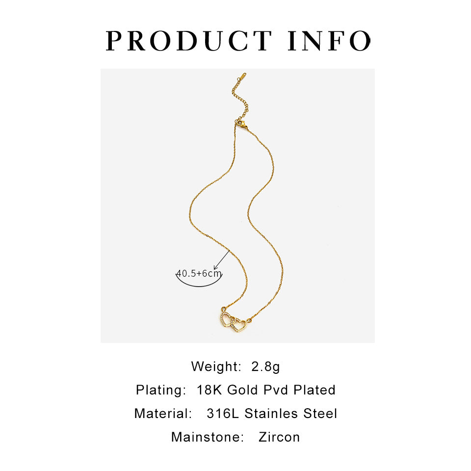 18K Gold Plated Heart Shape 316L Surgical Steel Necklace
