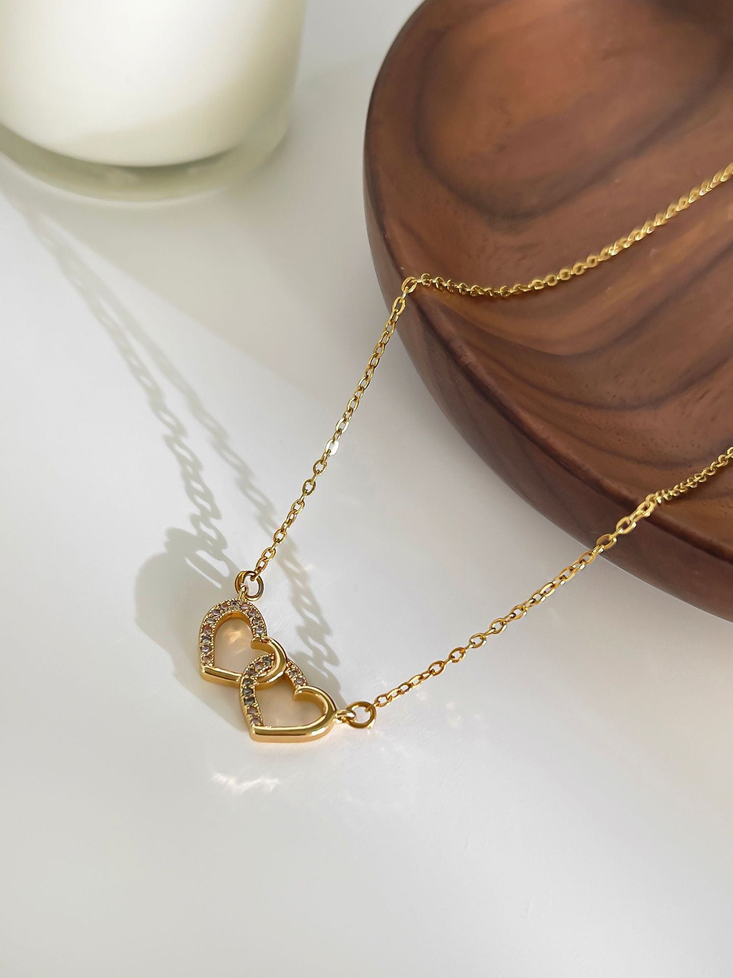 18K Gold Plated Heart Shape 316L Surgical Steel Necklace