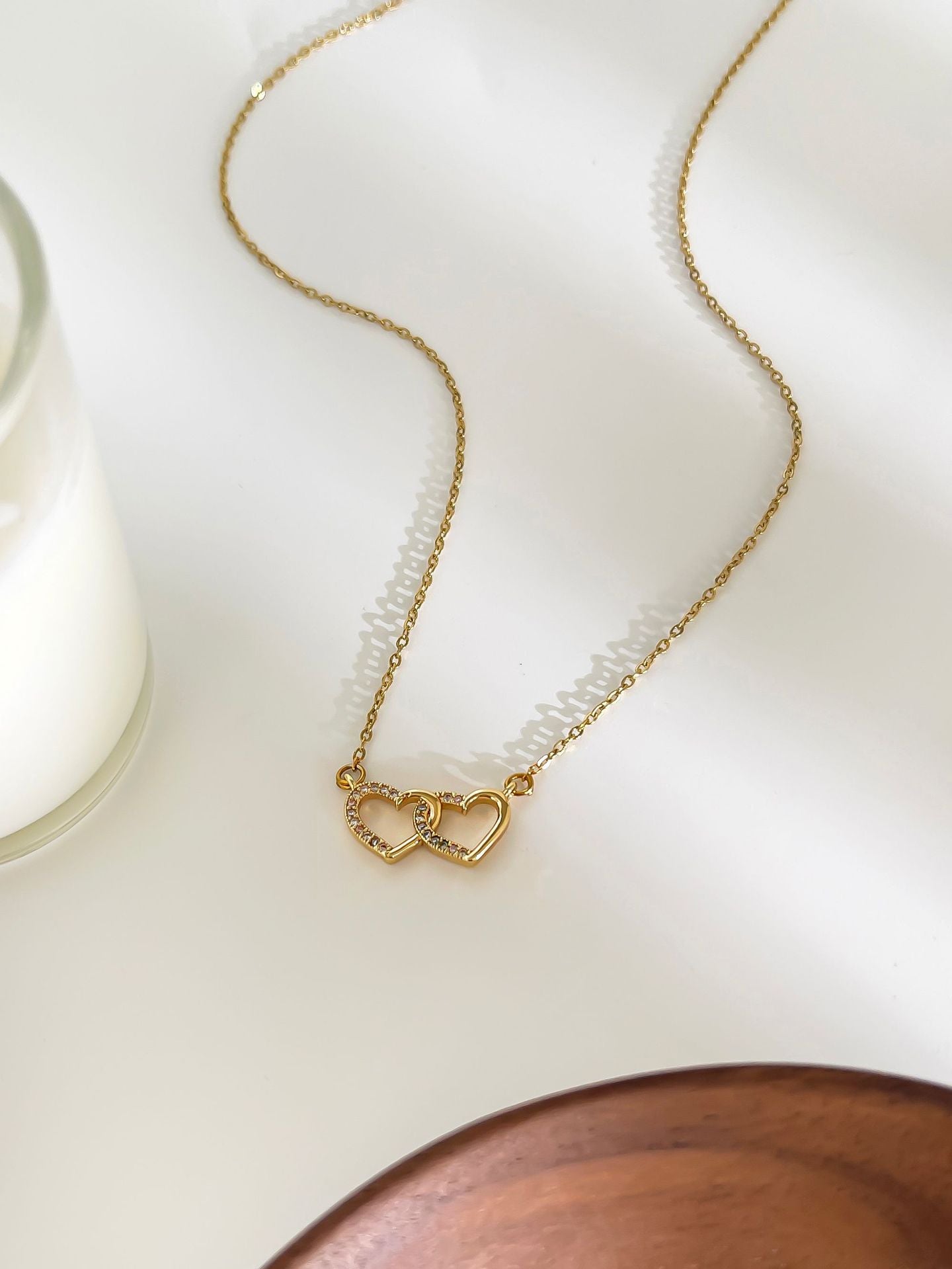 18K Gold Plated Heart Shape 316L Surgical Steel Necklace