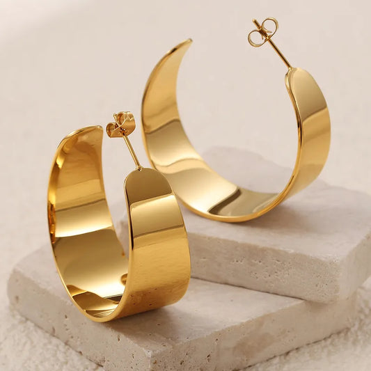 18K Gold Plated 304 Stainless Steel Artistic Waterproof Non Tarnish Ear Stud