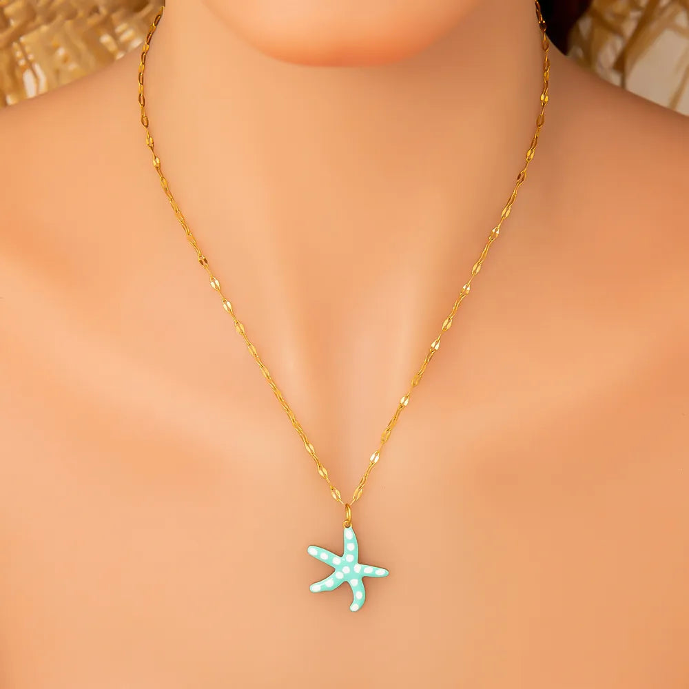 Star Fish 18K Gold Plated 304 Stainless Steel Pendant Necklace