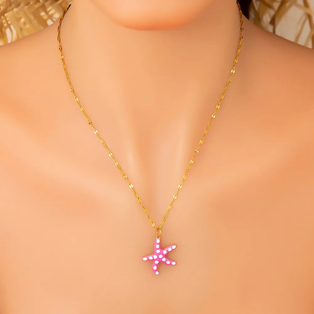 Star Fish 18K Gold Plated 304 Stainless Steel Pendant Necklace