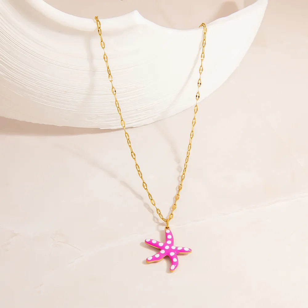 Star Fish 18K Gold Plated 304 Stainless Steel Pendant Necklace
