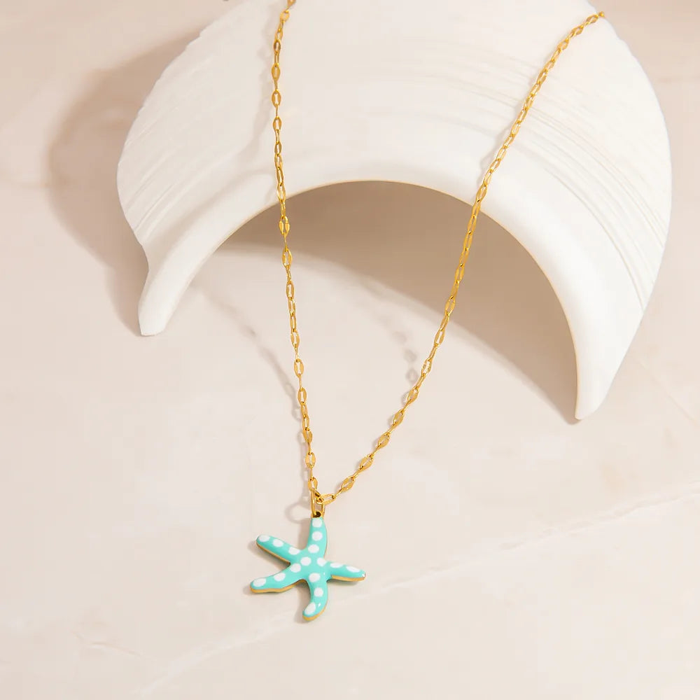 Star Fish 18K Gold Plated 304 Stainless Steel Pendant Necklace