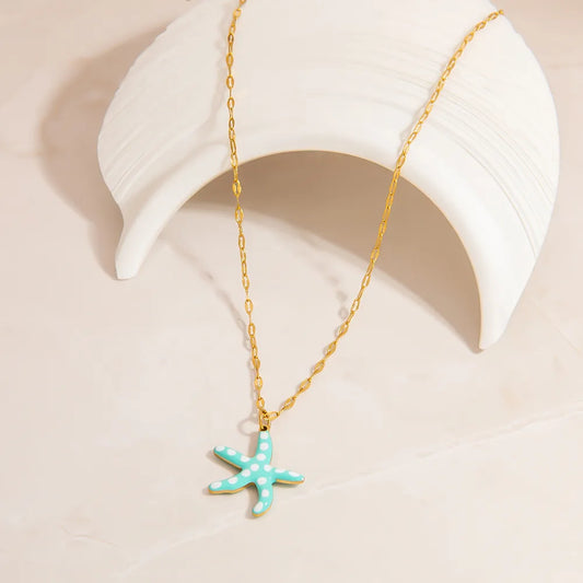 Star Fish 18K Gold Plated 304 Stainless Steel Pendant Necklace