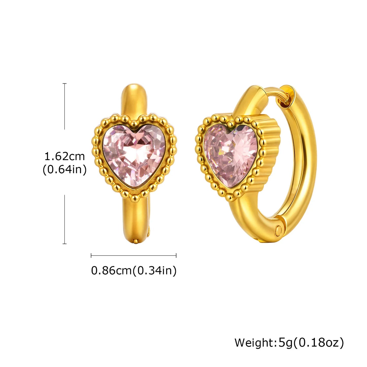 Wind Heart-Shaped 18K Gold Plated 304 Stainless Steel 3D Earrings
