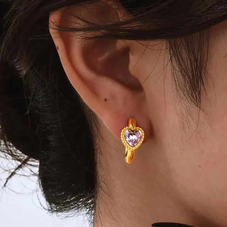 Wind Heart-Shaped 18K Gold Plated 304 Stainless Steel 3D Earrings