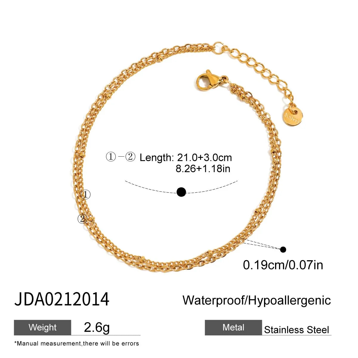 Three Strand 18K Gold Plated 304 Stainless Steel Anklet