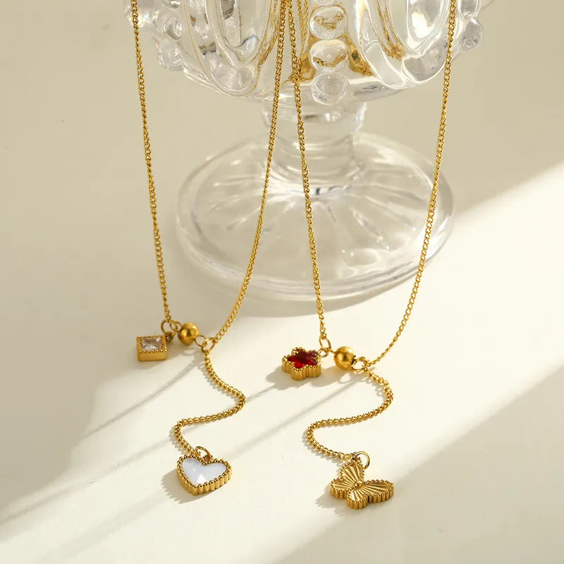 Heart Five Point 18K Gold Plated 304 Stainless Steel Necklace