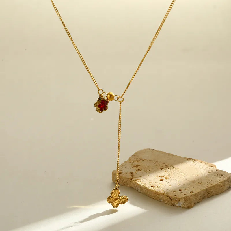 Heart Five Point 18K Gold Plated 304 Stainless Steel Necklace