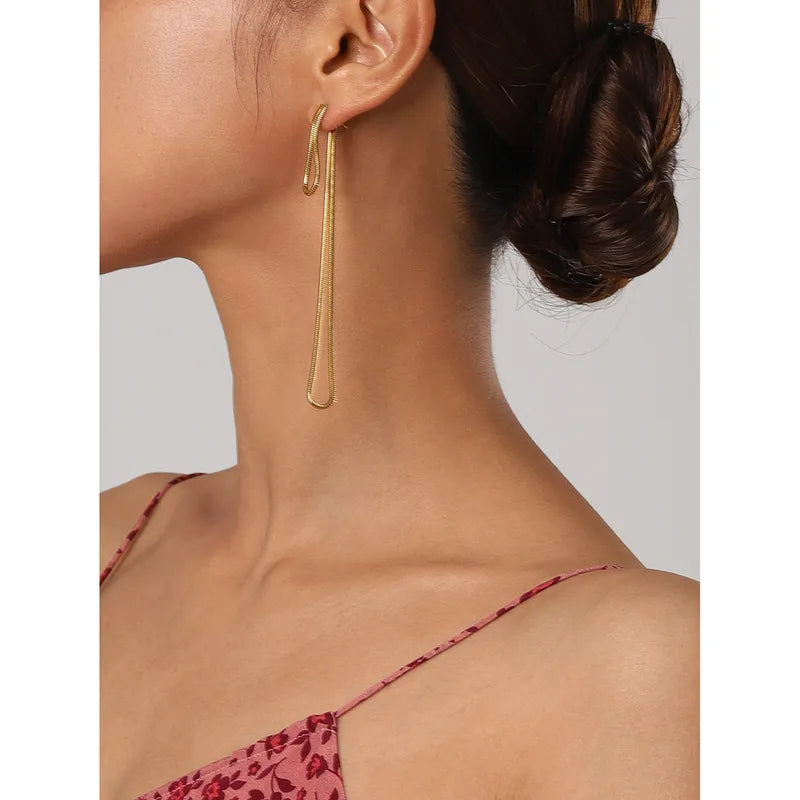 Elegant Drop Tassel 18K Gold Plated 304 Stainless Steel Earring