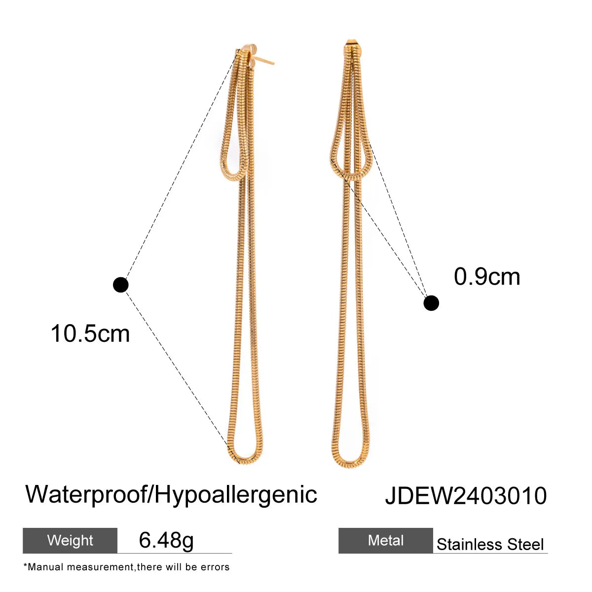 Elegant Drop Tassel 18K Gold Plated 304 Stainless Steel Earring