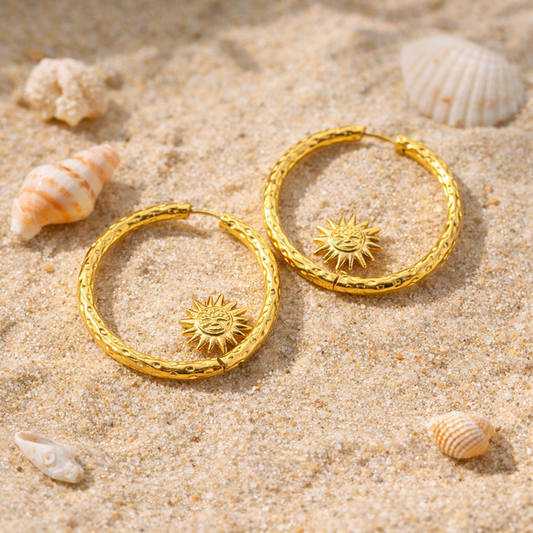 Round Sunny 18K Gold Plated 304 Stainless Steel Earring