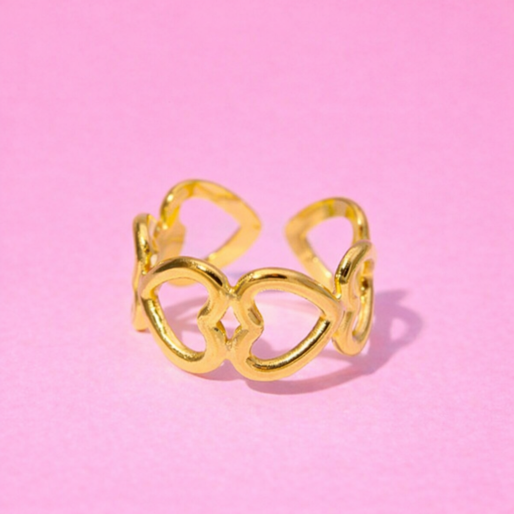 Heart Of 18K Gold Plated 304 Stainless Steel Ring