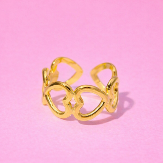 Heart Of 18K Gold Plated 304 Stainless Steel Ring