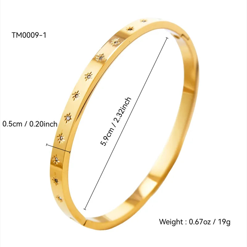Elegant Luxury 304 Stainless Steel 18K Gold Plated Zirconia Ladies Bracelet Set