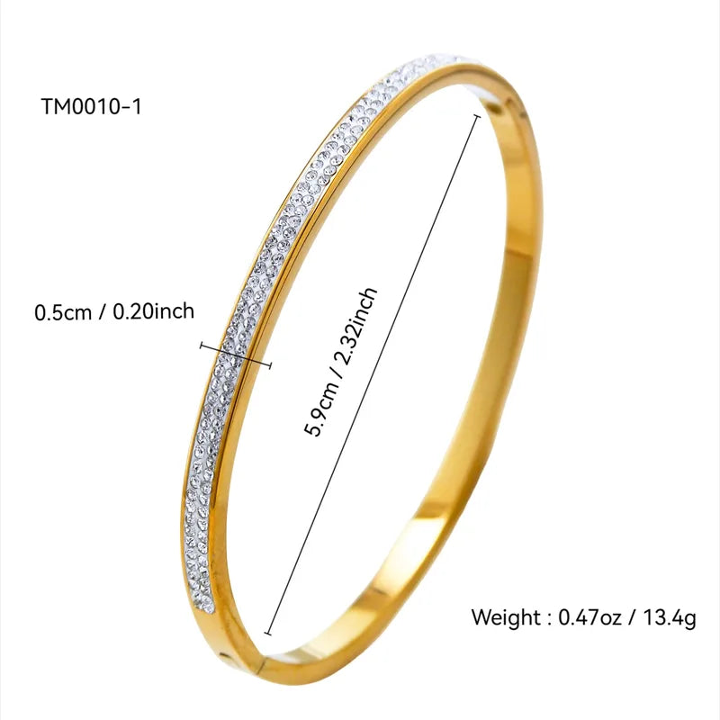 Elegant Luxury 304 Stainless Steel 18K Gold Plated Zirconia Ladies Bracelet Set