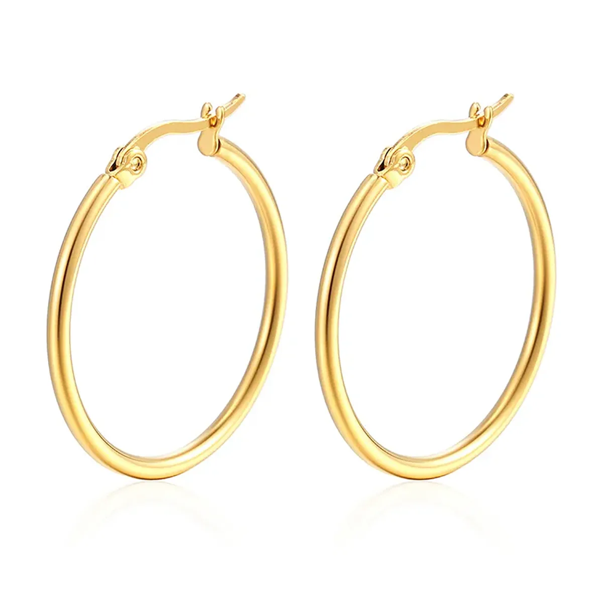 18K Gold Plated Earrings Elegant Casual Polished Finish Daily Date Selfie Ear Studs For Women