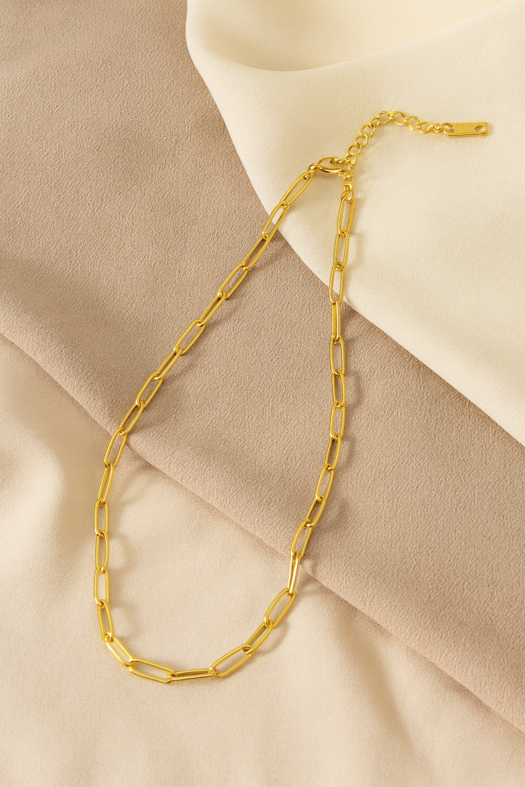 Paper Clip 304 Stainless Steel Vintage 18K Gold Plated Necklace