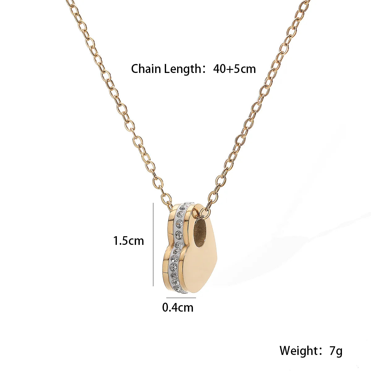 Luxury 18K Gold Plated Stainless Steel Zircon Heart Pendant Necklace