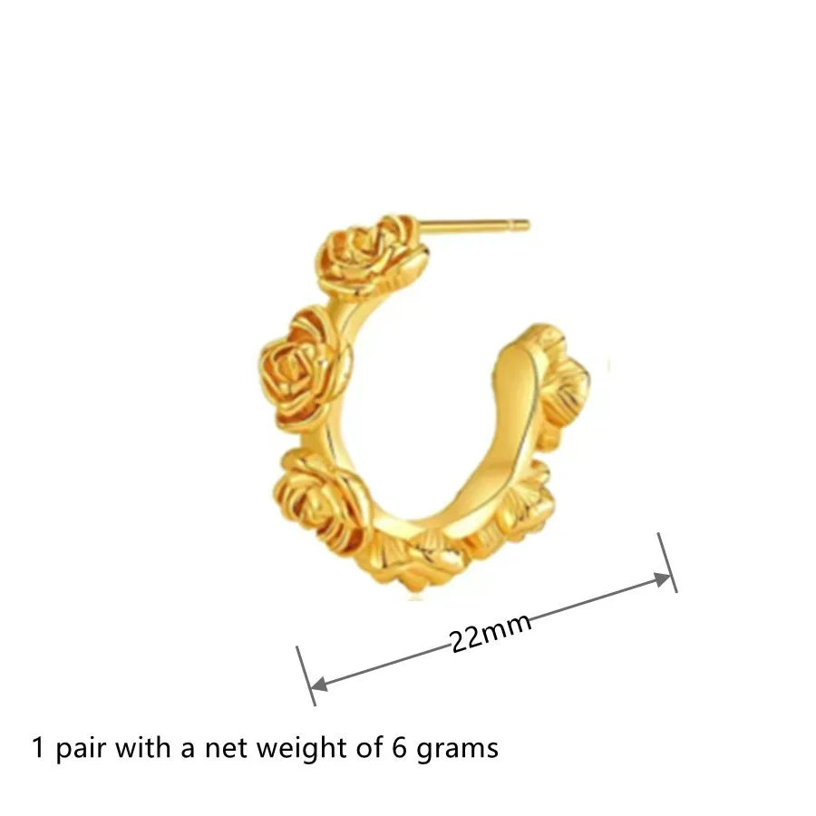 Rose Ion Plating (IP) 18K Gold Plated 304 Stainless Steel Elegant Simple Style Waterproof Non Tarnish Ear Studs