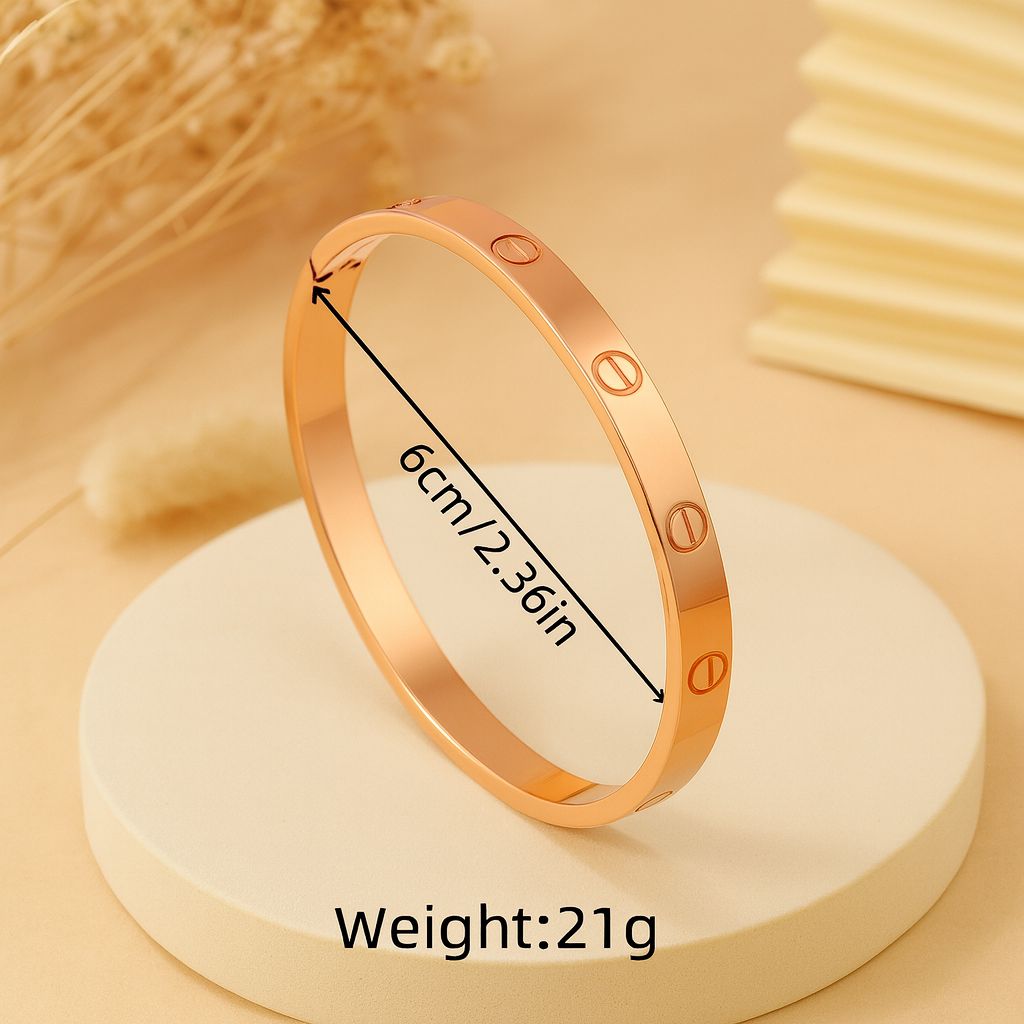 PVD Coated Real Gold Plated 18K Gold 304 Stainless Steel Simple Style Bangle
