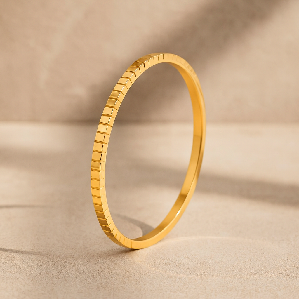 Luxe Step 16K Gold Plated and 304 Stainless Steel Bangle