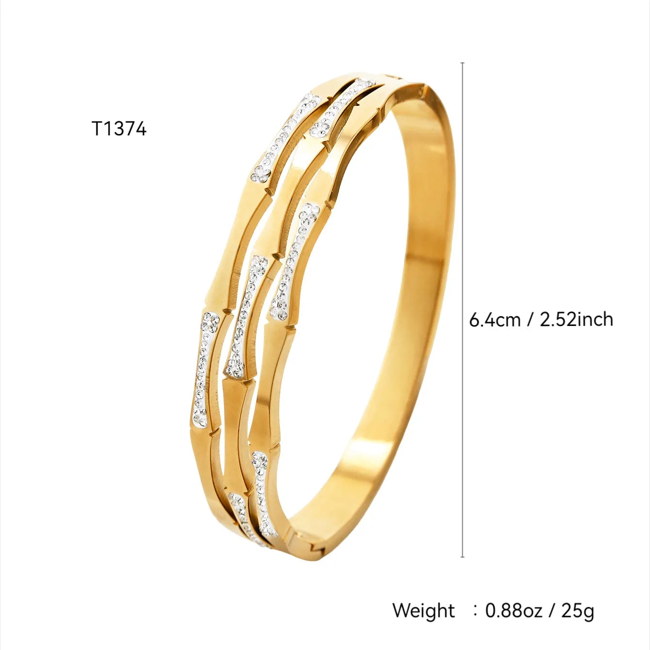 Elegant Fashion High-End Feel Stainless Steel 18K Gold Plated Zirconia Stone Women's Bracelet