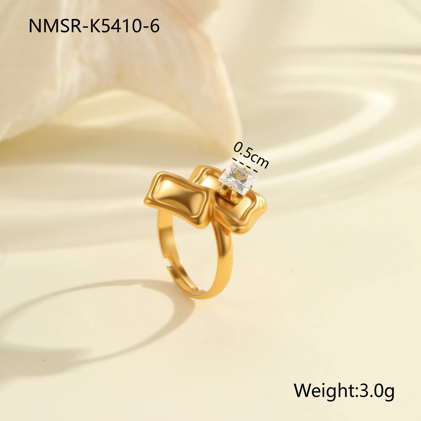 PVD 18KGold Plated Square Adjustable Ring