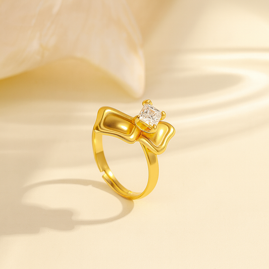 PVD 18KGold Plated Square Adjustable Ring