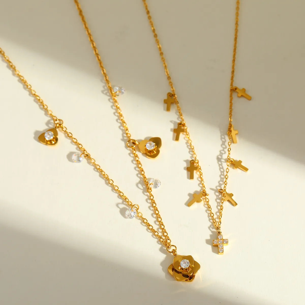 Luxurious Zirconia 18K Gold Plated Stainless Steel Necklace