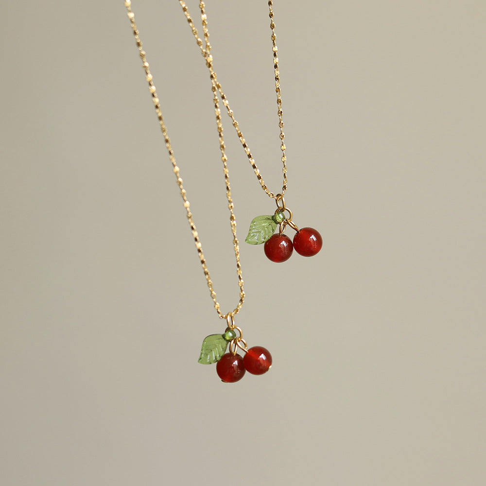 Cherry 304 Stainless Steel Resin 18K Gold Plated Plating Stainless Steel Necklace