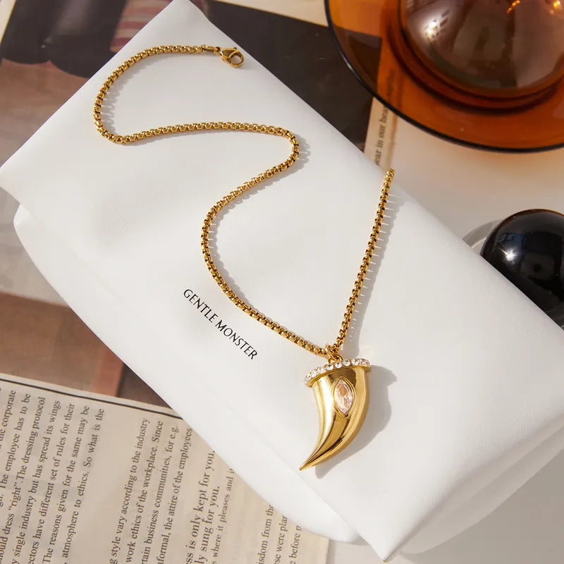 Hook Zirconia 18K Gold Plated 304 Stainless Steel Electroplated Necklace