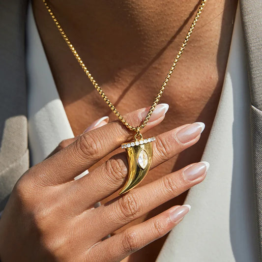 Hook Zirconia 18K Gold Plated 304 Stainless Steel Electroplated Necklace