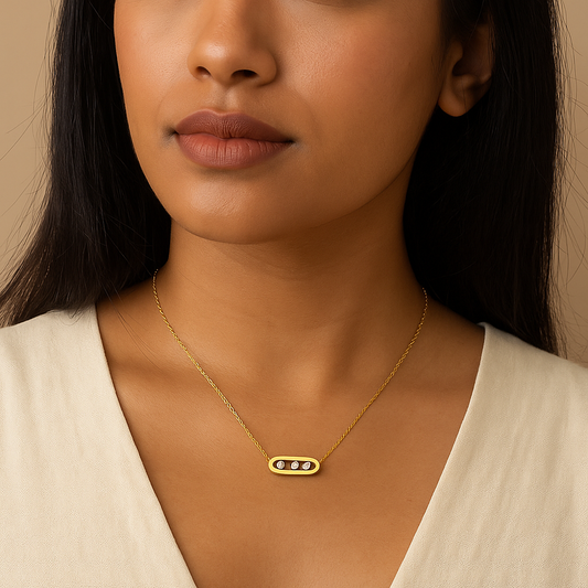 Modern Rounded Edge 18K Gold Plated 304 Stainless Steel Necklace