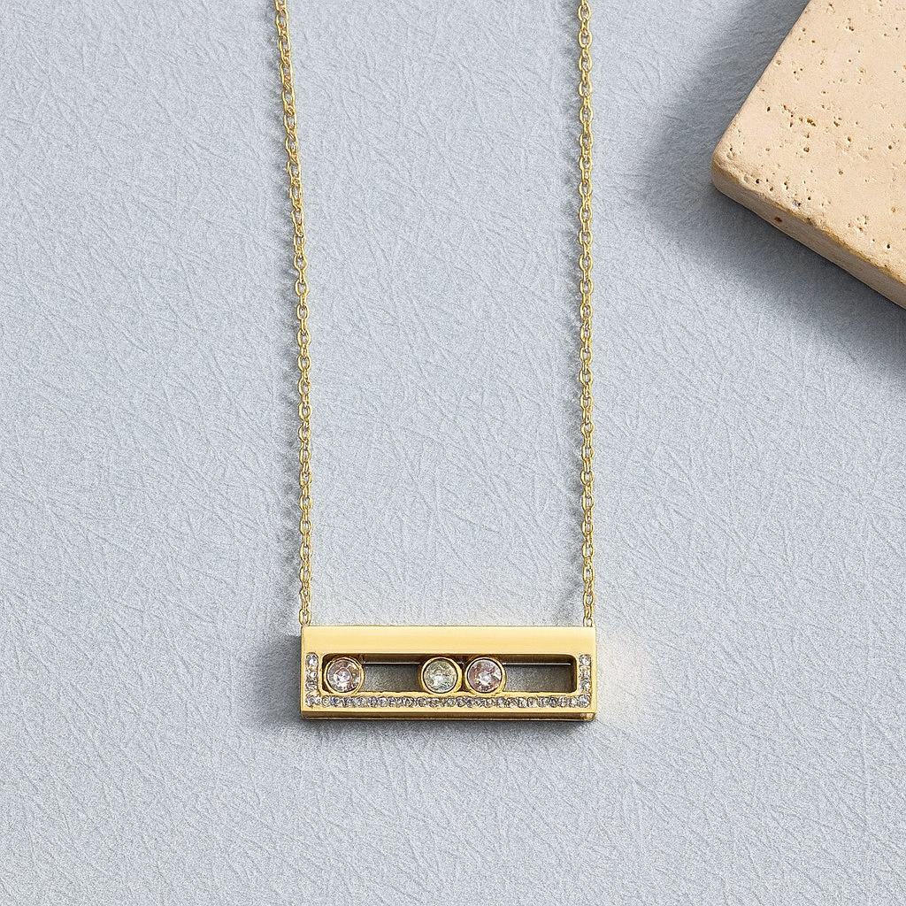 Rectangular IG Style 18K Gold 304 Stainless Steel Necklace