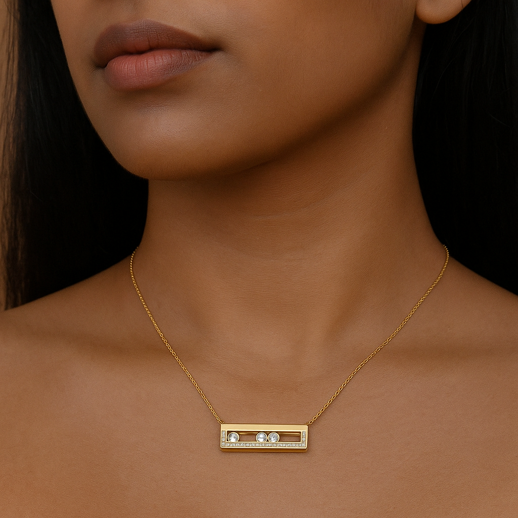 Rectangular IG Style 18K Gold 304 Stainless Steel Necklace