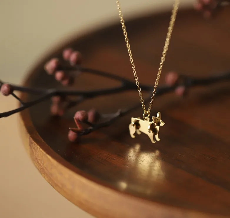 Book and Cat Waterproof 304 Stainless Steel and18K Gold Plated Necklace