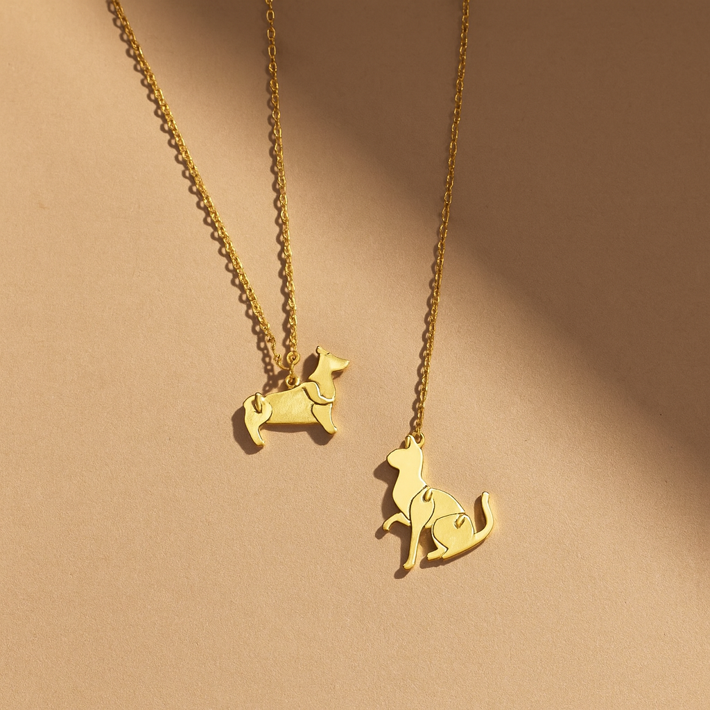 Book and Cat Waterproof 304 Stainless Steel and18K Gold Plated Necklace