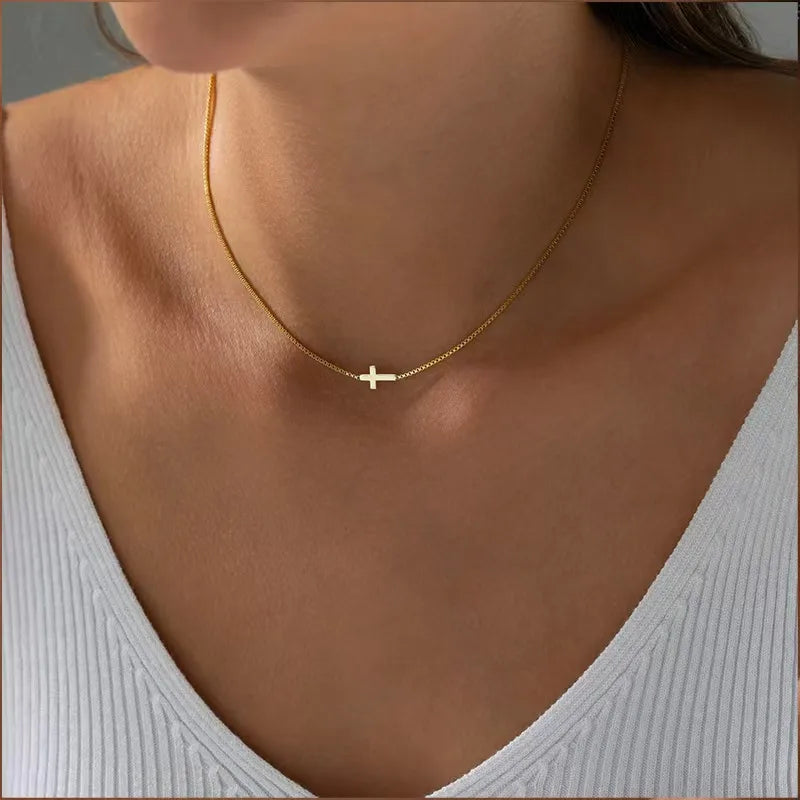 Aesthetic Cross 18K Gold Plated Cross 304 Stainless Steel Necklace