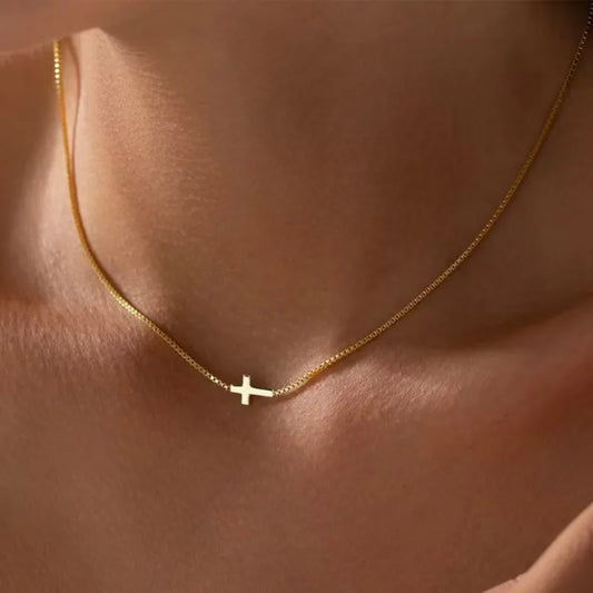 Aesthetic Cross 18K Gold Plated Cross 304 Stainless Steel Necklace