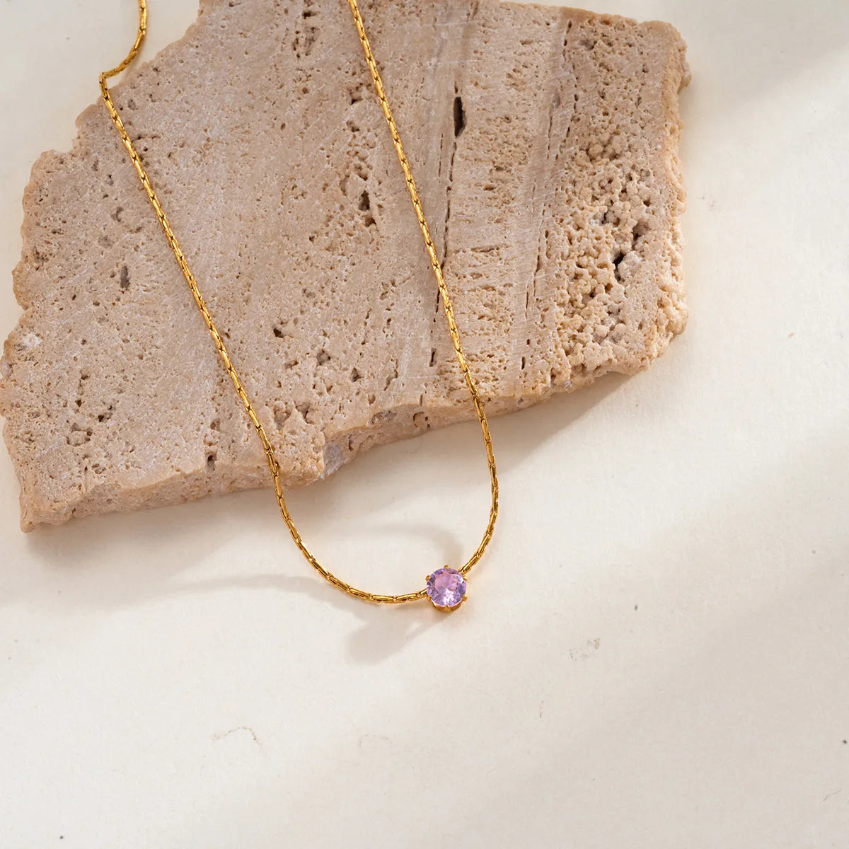 Pink 18K Gold Plated 304 Stainless Steel Casual Elegant Necklace