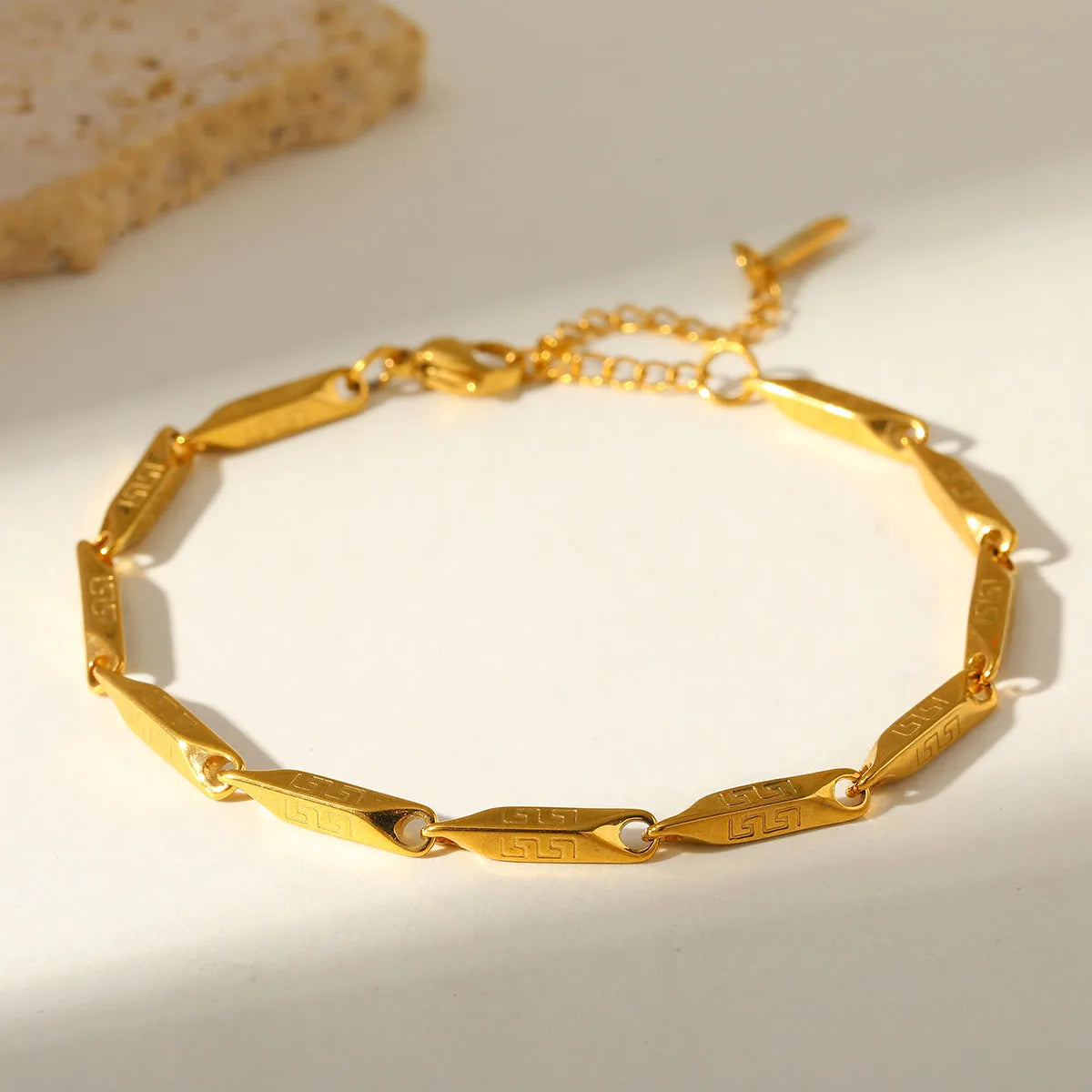 Luxury 18K Gold Plated Stainless Steel Flat Snake Chain Bracelet