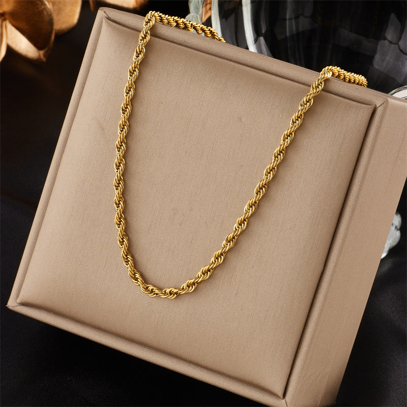 Medium Twisted 18K Gold Plated and 304 Stainless Steel Necklace