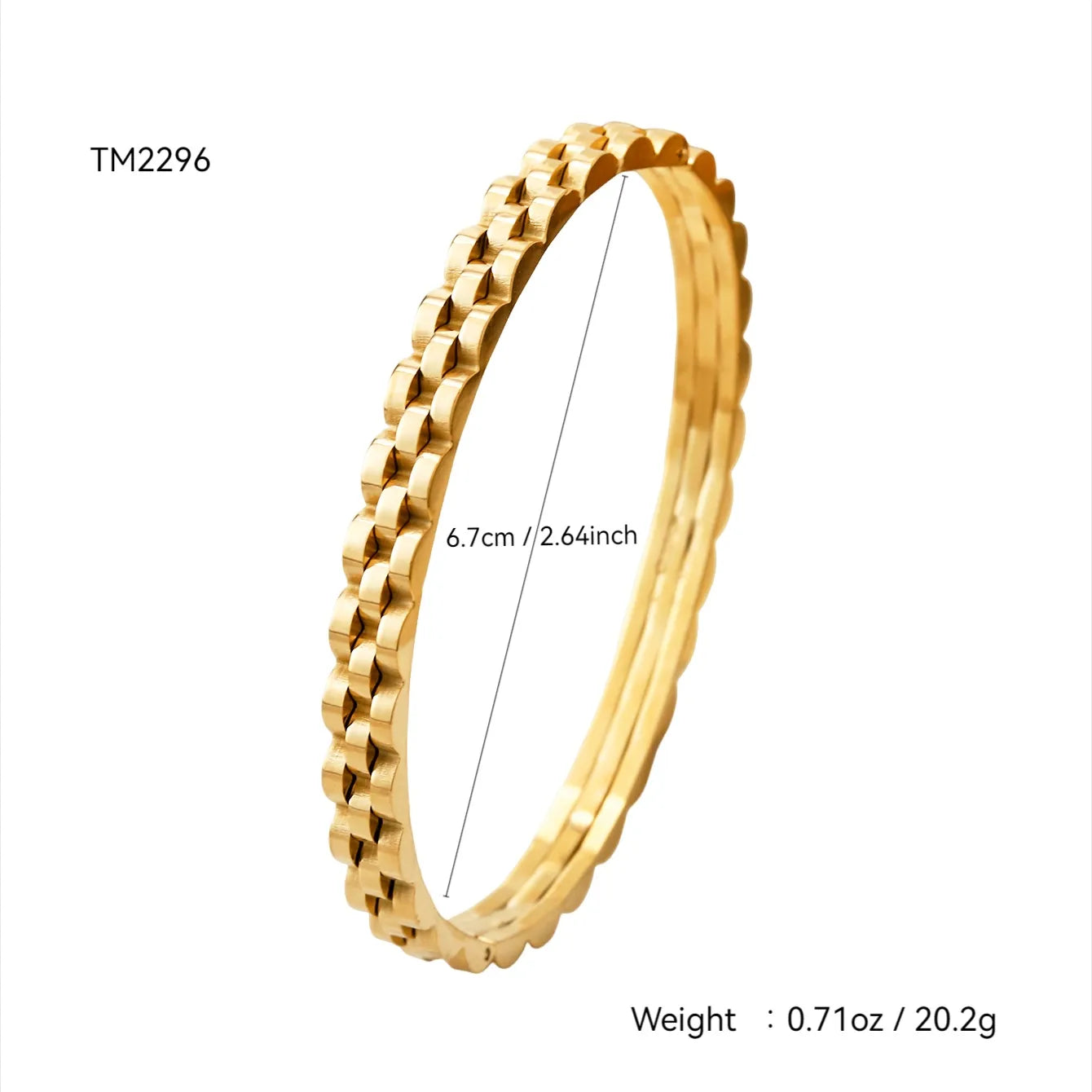 Elegant Stainless Steel 18K Gold Plated Geometric Zirconia Ladies Bracelet